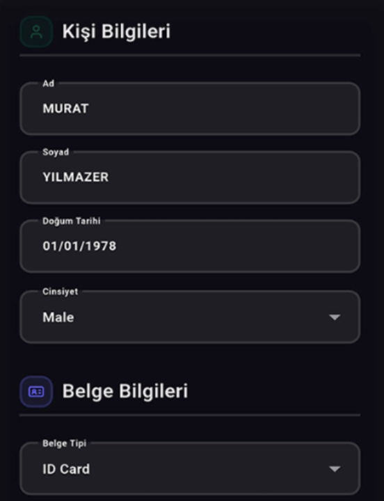 Adım 02 — Kişi ve belge bilgilerini doğrulayın